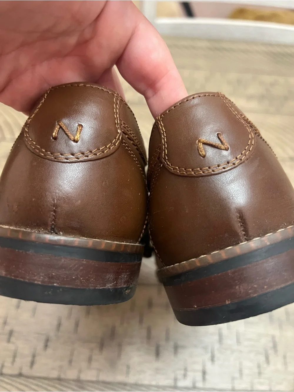 Nunn Bush Brown Leather Derby Shoes with Dark Brown Laces